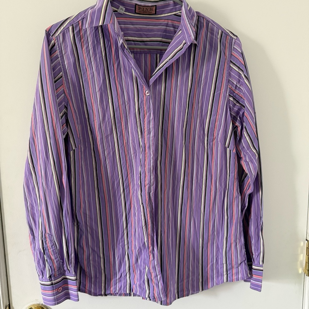 Thomas Pink Purple Multi-Stripe Dress Shirt